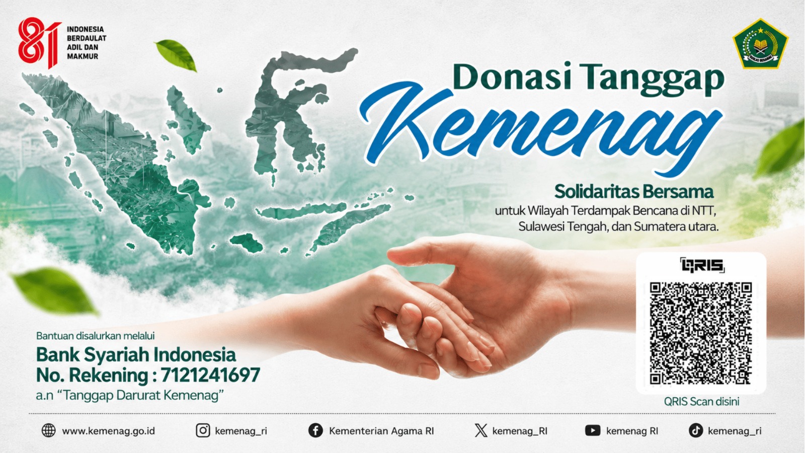 Kemenag Buka Donasi Tanggap Bencana, Mari Kuatkan Saudara Kita!