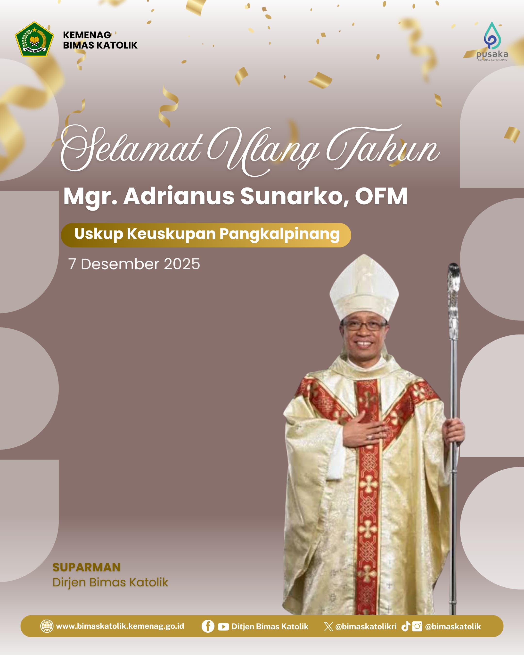 Selamat Ulang Tahun Mgr. Adrianus Sunarko, OFM.