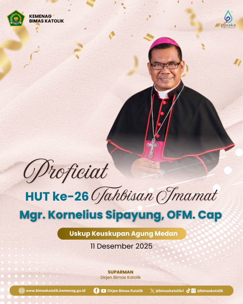 Proficiat HUT Ke-26 Tahbisan Imamat Mgr. Kornelius Sipayung, OFM.Cap