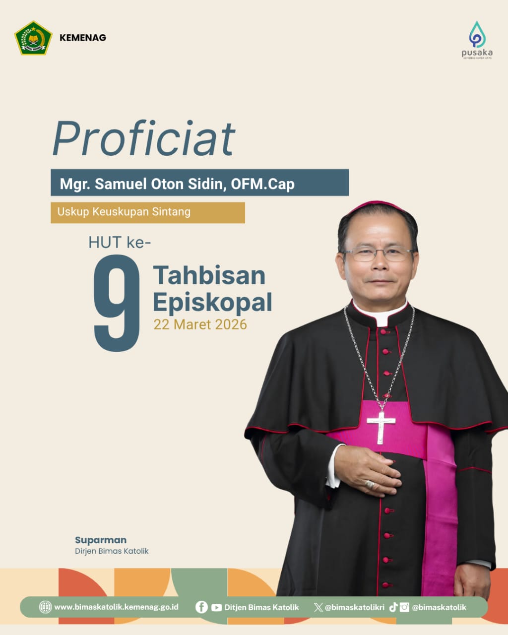 Proficiat HUT Ke-9 Tahbisan Episkopal Mgr. Samuel Oton Sidin, OFM.Cap