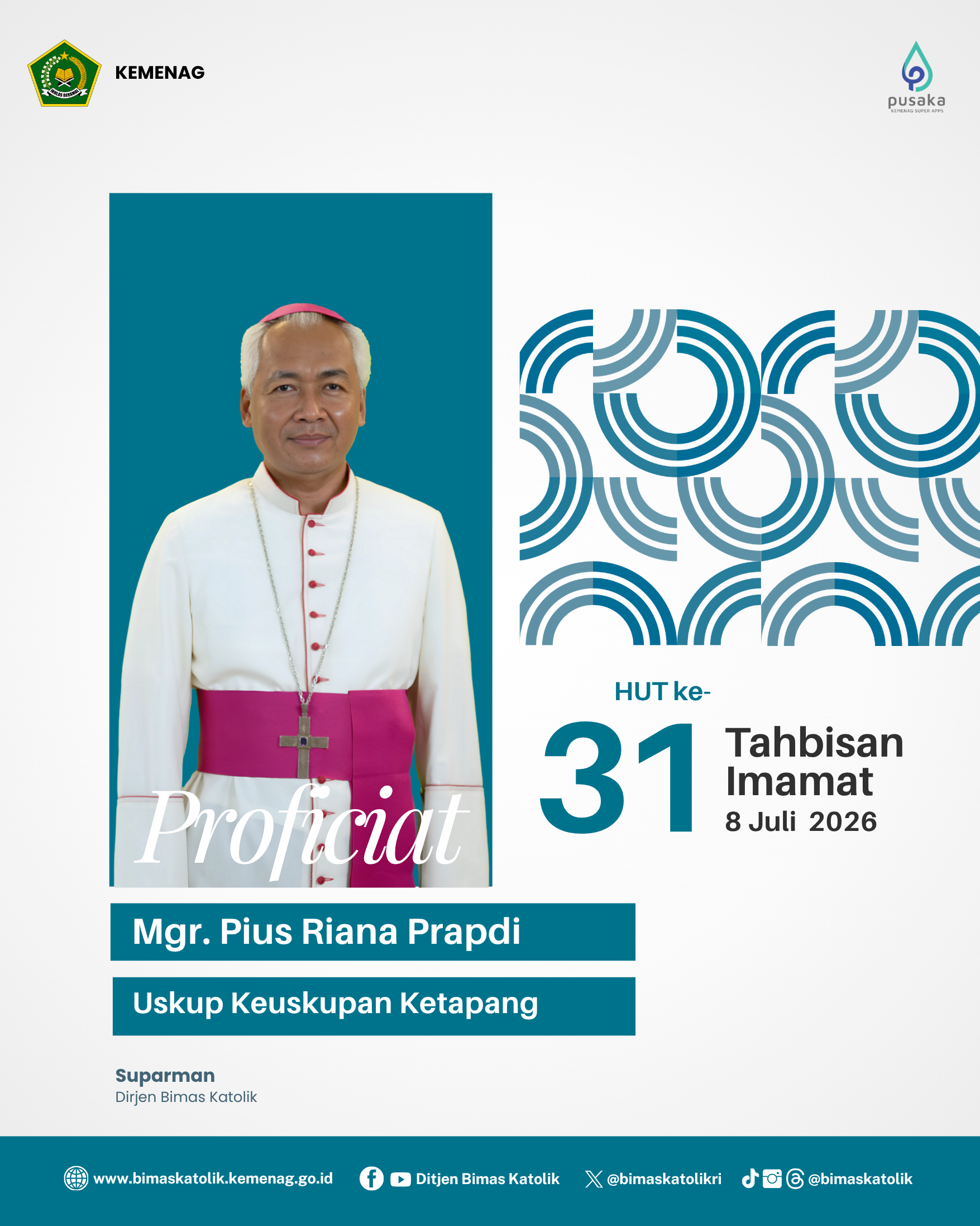 Proficiat HUT Ke-31 Tahbisan Imamat Mgr. Pius Riana Prapdi