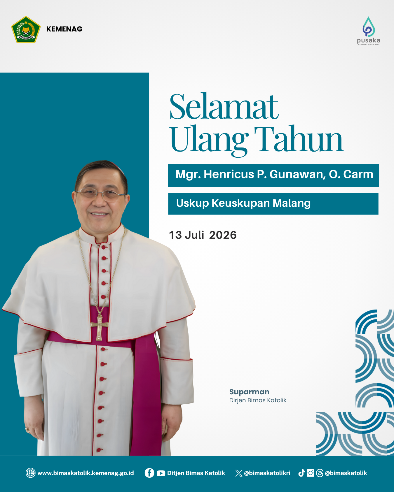 Selamat Ulang Tahun Mgr. Henricus P. Gunawan, O. Carm