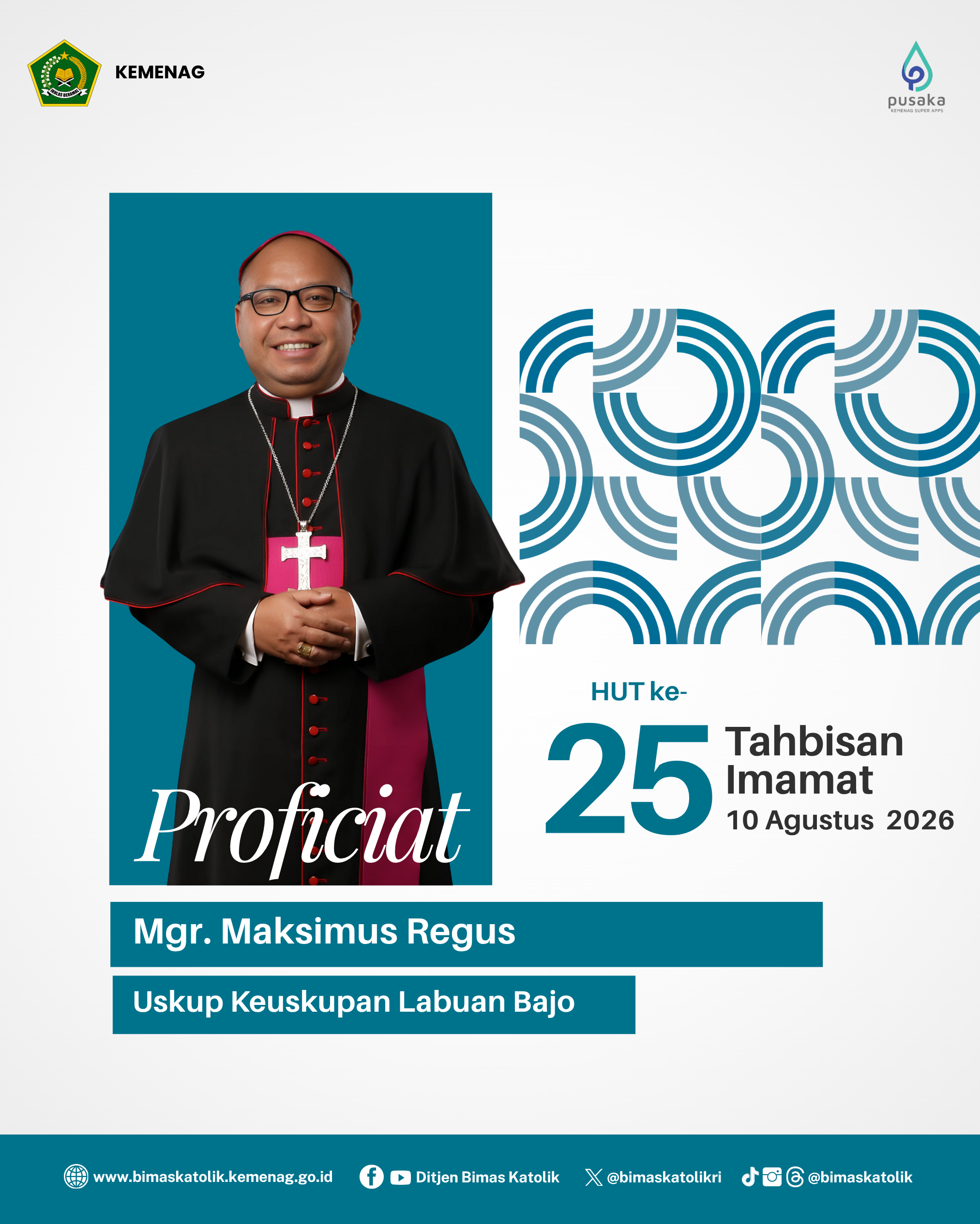 Proficiat HUT Ke-25 Tahbisan Imamat Mgr. Maksimus Regus