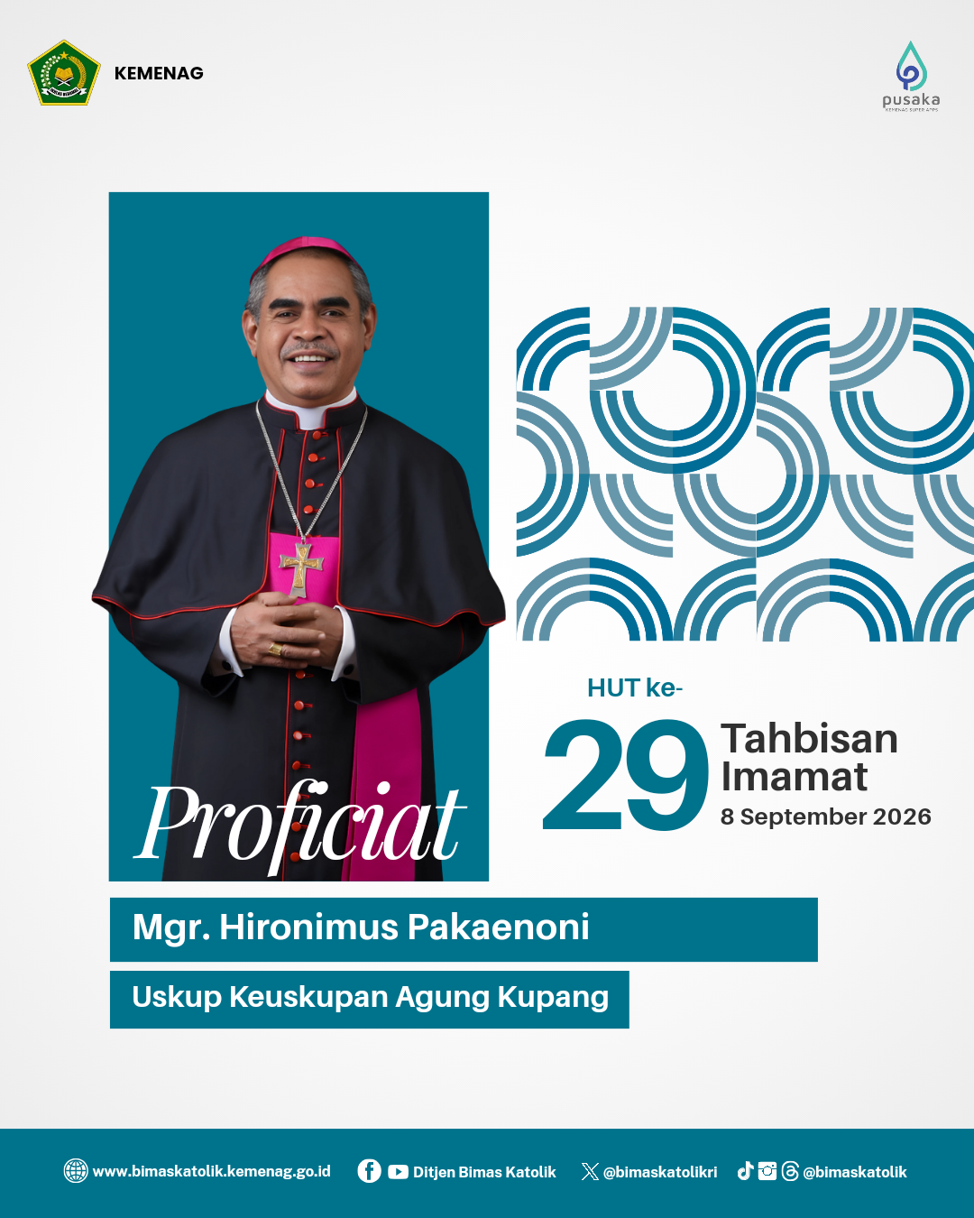 Proficiat HUT Ke-29 Tahbisan Imamat Mgr. Hironimus Pakaenoni (8 September 2026)