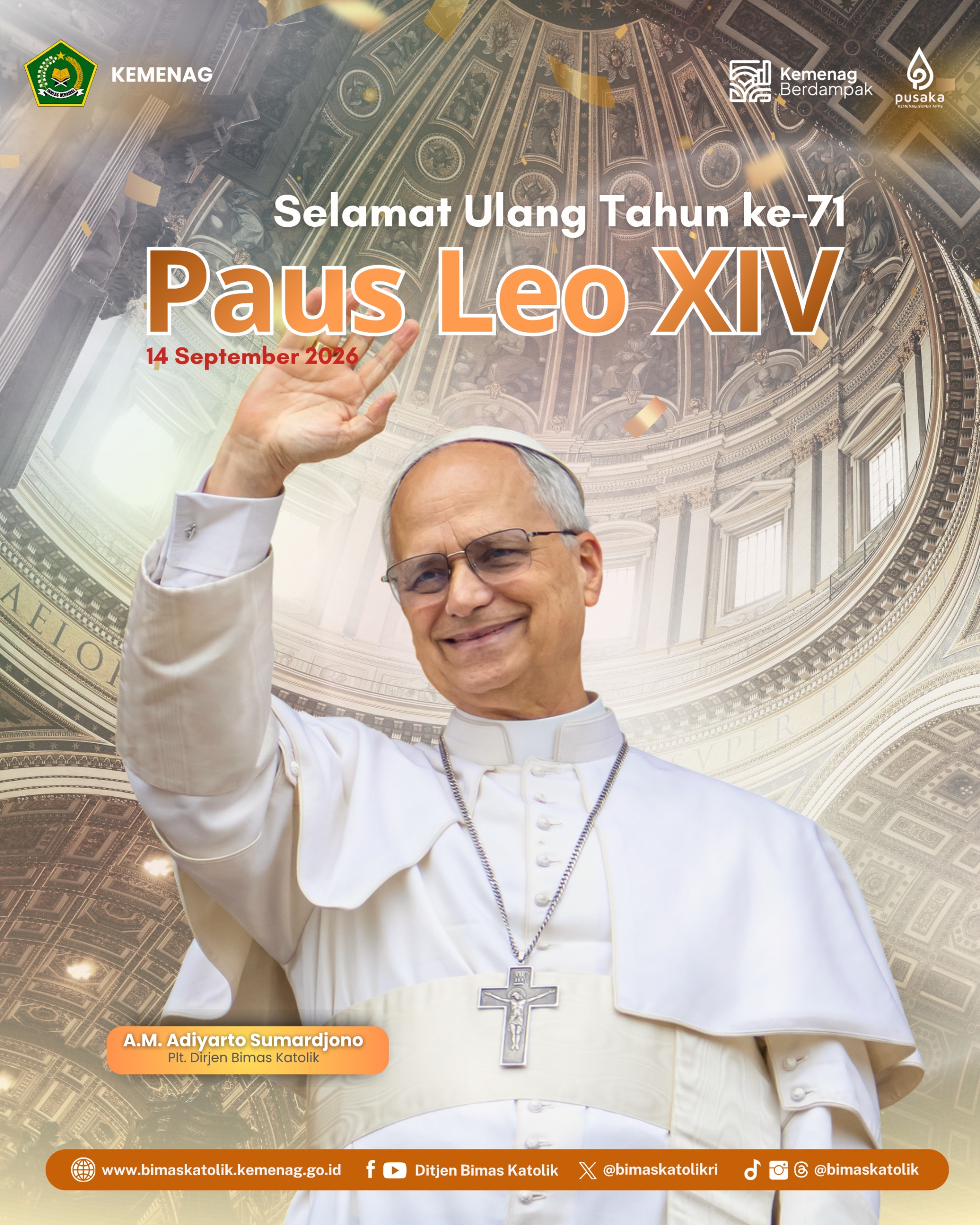 Selamat Ulang Tahun ke-71  Paus Leo XIV 🤍