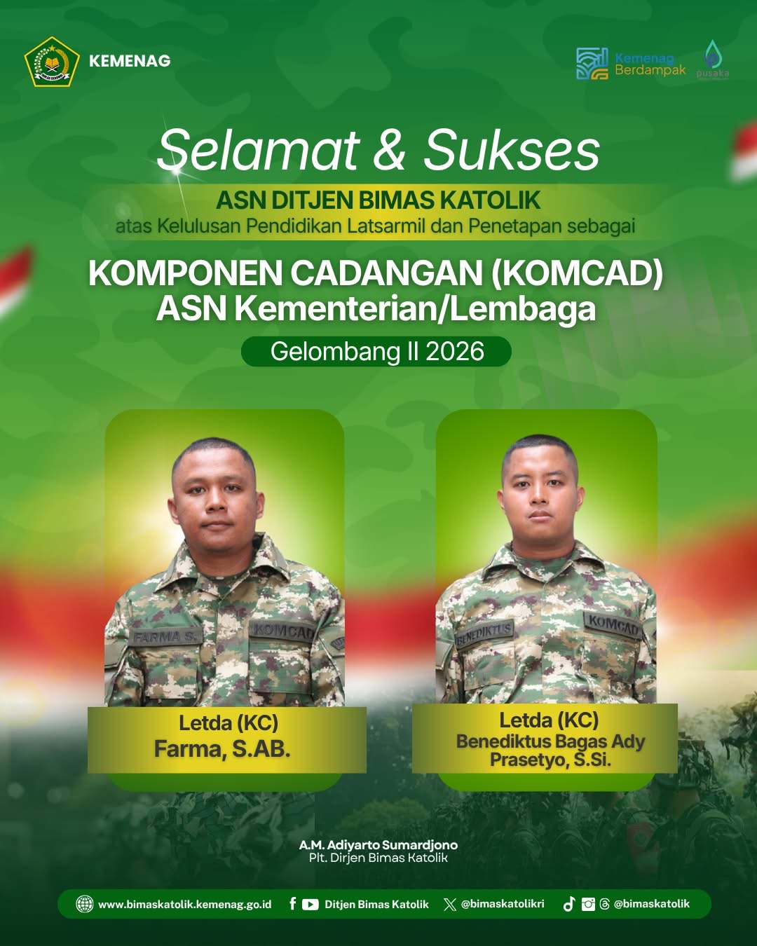 Selamat ASN Ditjen Bimas Katolik atas Kelulusan Pendidikan Latsarmil dan Penetapan Sebagai KOMCAD ASN Kementerian/Lembaga Gelombang II